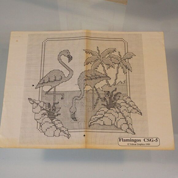 Flamingos Counted Cross Stitch Booklet Craft Fabric Insturctions Pre- Started - Picture 3 of 5